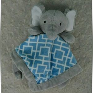 Levtex Baby Elephant Lovey Security Blanket Gray Blue White Print Plush Toy